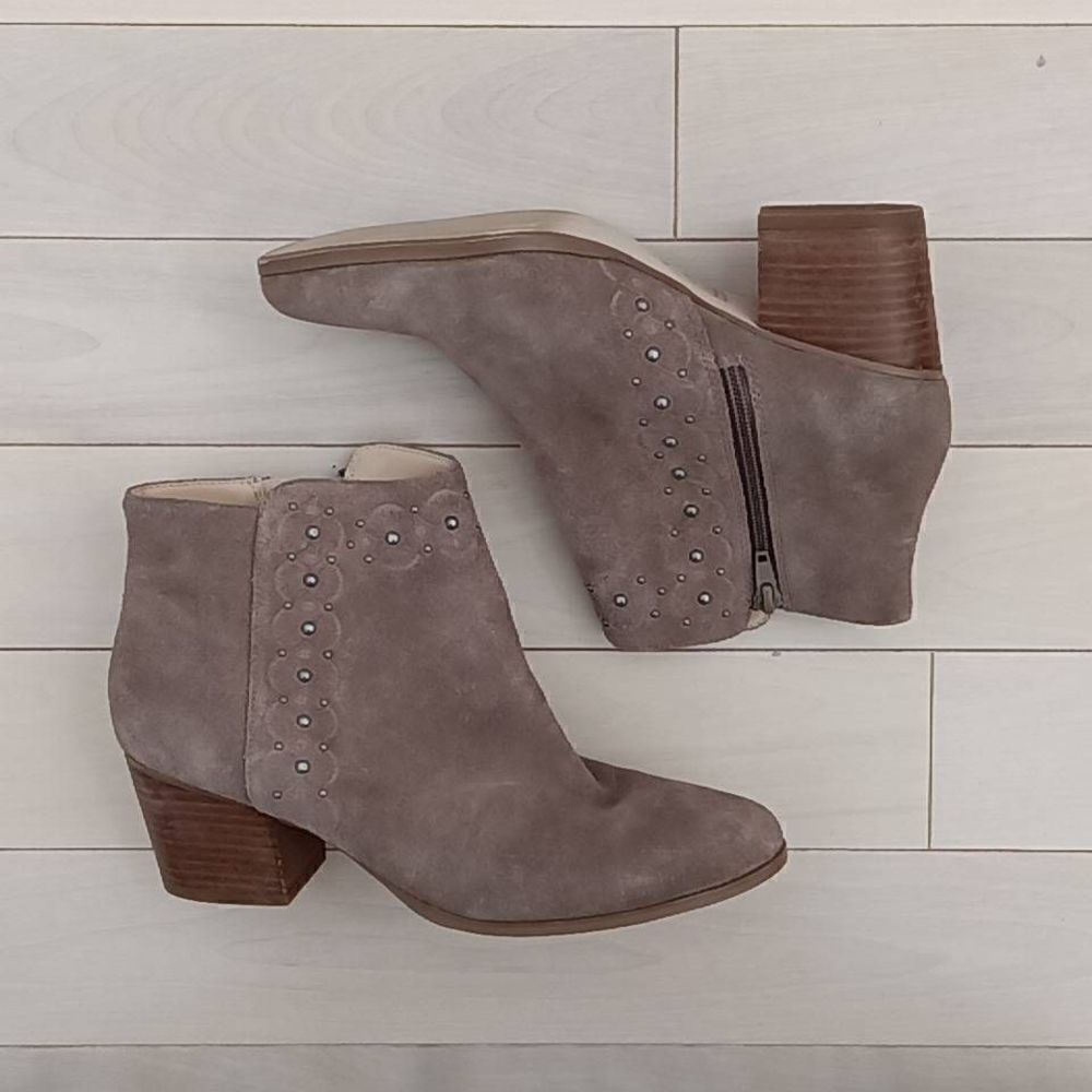 Sole Society Women's Suede Stud-Embellished Side Zipper Ankle Boots Brown Size 8